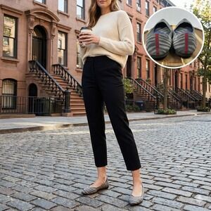 Rothy's The‎ Point Flats Womens 8 Grey Zebra Stripe Knit Pointed Toe Blue Halo